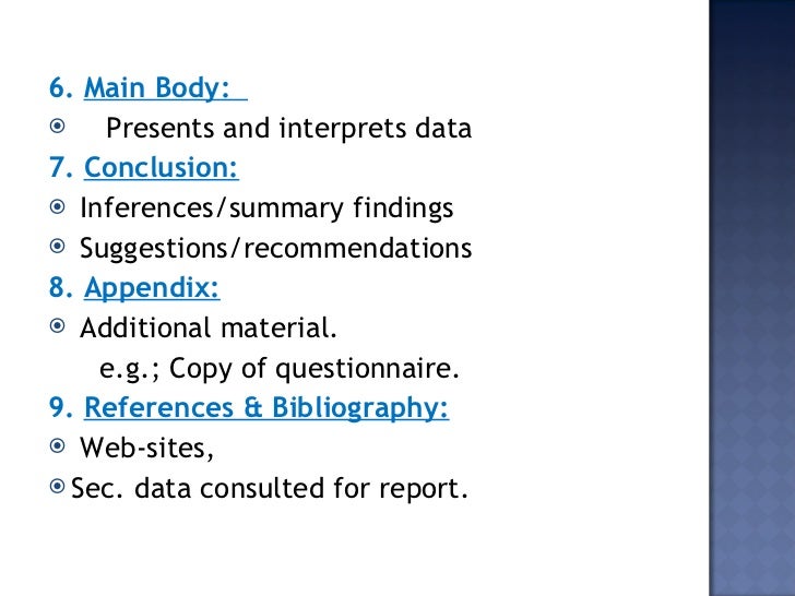 business report format parts of business report